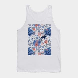 Blue Forest Deer Pattern Tank Top